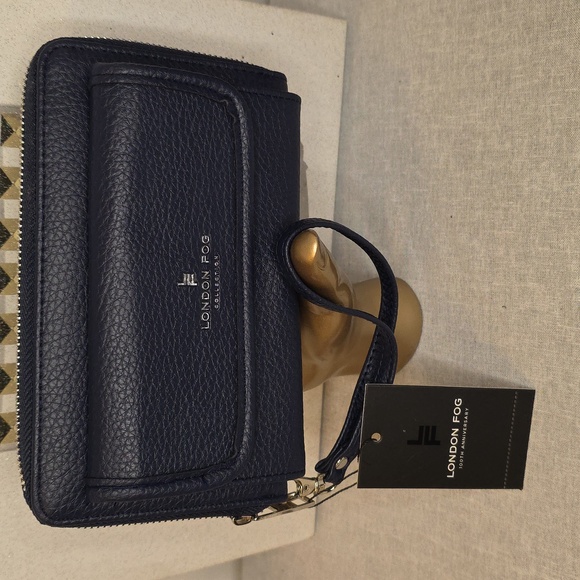 London Fog Handbags - London Fog Navy Clutch Wristlet